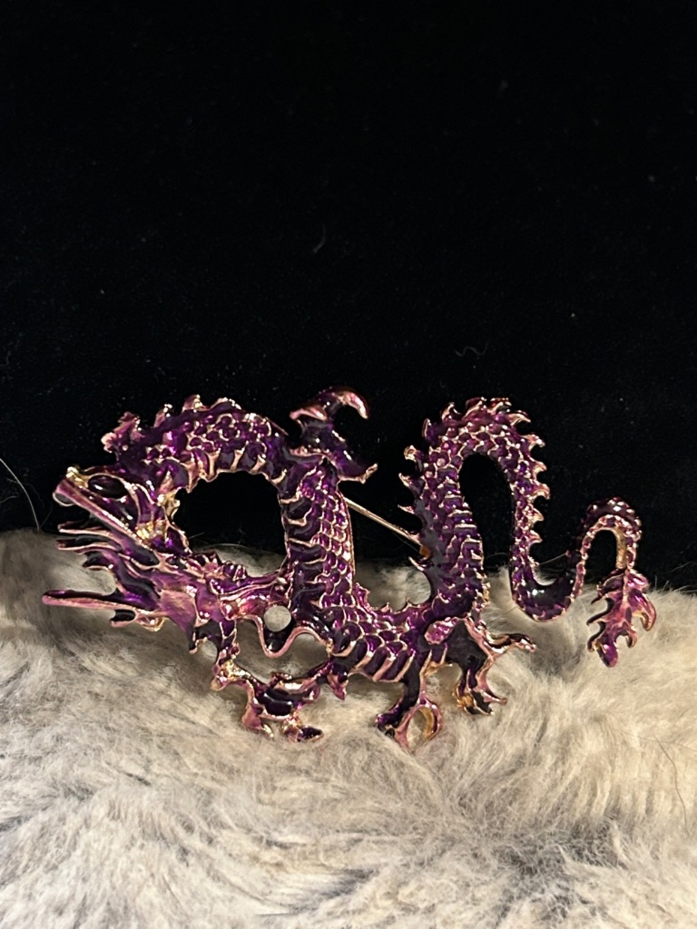 Purple Dragon Enamel Brooch